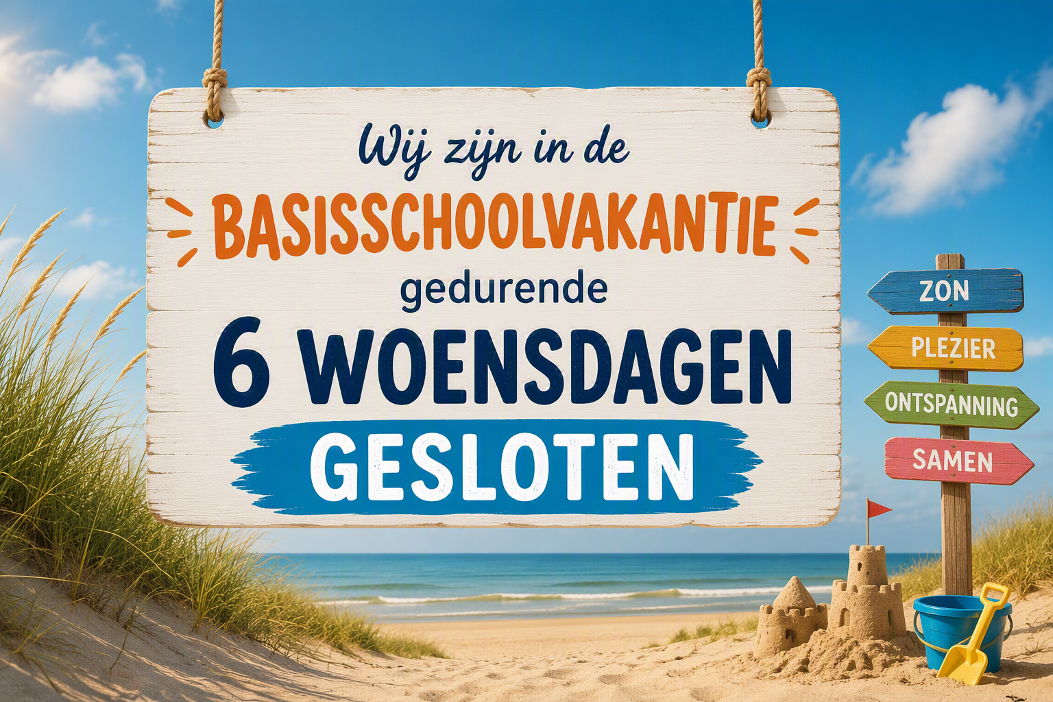 Zomervakantie: Woensdagen gesloten